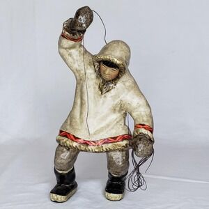 C. Alan Johnson Alaska Inuit Man Seal Hunter with Rope Ceramic Figurine©1962 B96